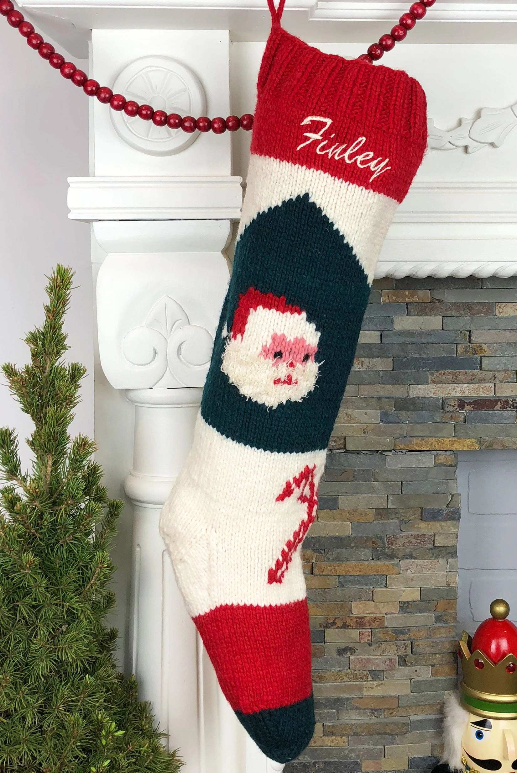Handmade Bernat Christmas Stocking – A Cherished, Personalized Holiday Keepsake.